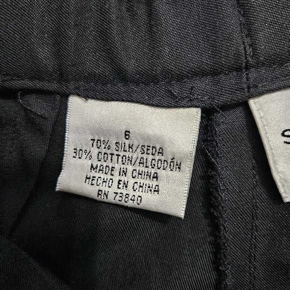 Silk Lore by Beth Terrell Black Tapered Leg Trousers Pants 6 Career Silk Dressy - Picture 3 of 13